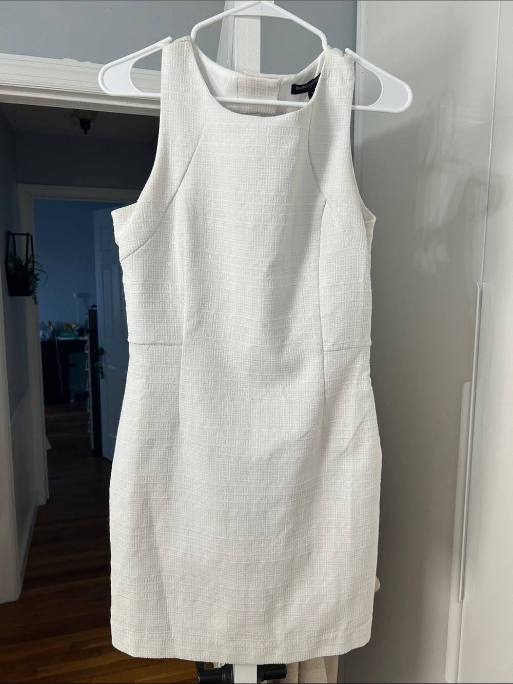 Banana Republic White Textured Mini Sheath Dress